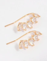 Gold Cubic Zirconia Circle & Navette Crawler Earrings