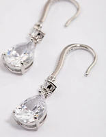 Rhodium Pear Cubic Zirconia Earrings