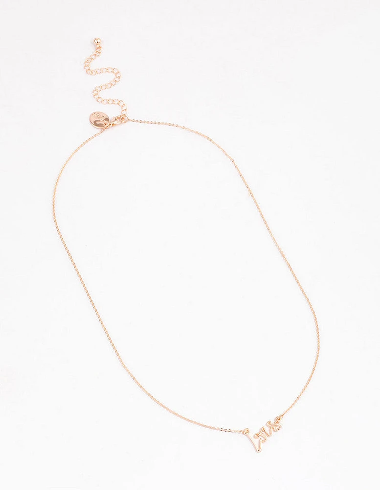 Rose Gold Cursive Love Pendant Necklace