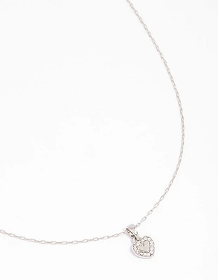 Silver Diamante Mini Heart Pendant Necklace