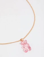 Gold Mini Gummy Bear Pendant Necklace