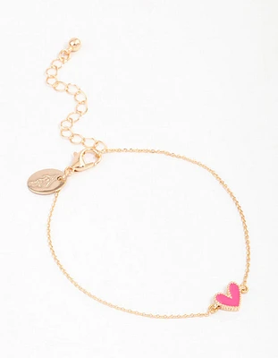 Gold Mini Heart Pendant Bracelet