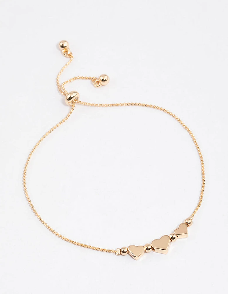 Gold Triple Mini Heart Bracelet