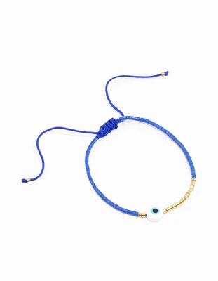 Fabric Evil Eye Pendant Bracelet