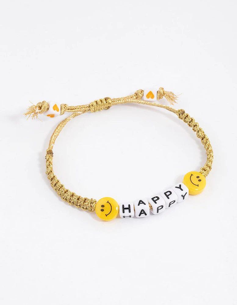 Fabric Happy Smiley Face Bracelet