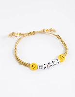 Fabric Happy Smiley Face Bracelet