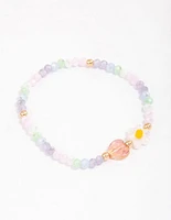 Beaded Facet Heart & Daisy Flower Bracelet