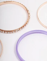 Rose Gold Pearlised Diamante Bangle 5-Pack