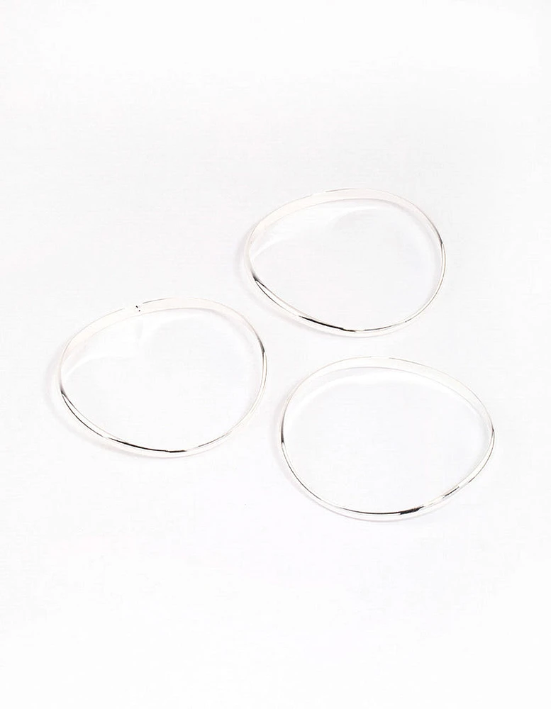 Silver Plated Brass Irregular Smooth Bracelet Pack