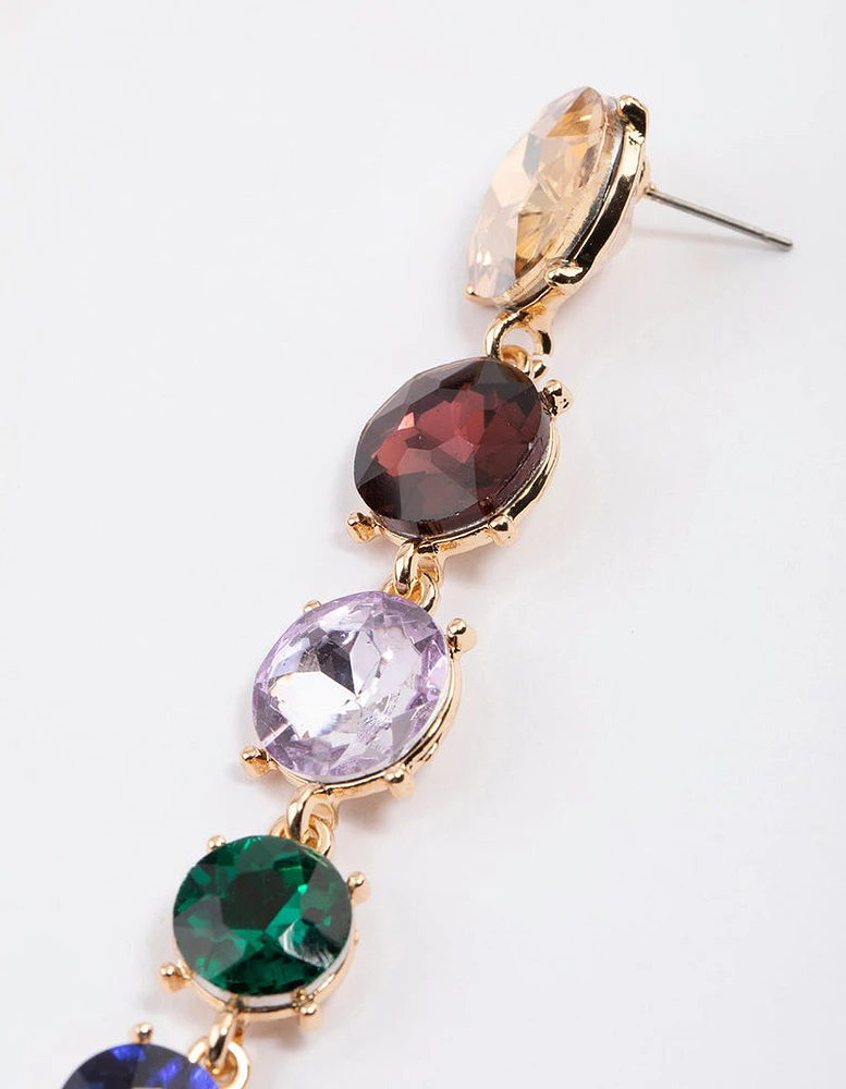 Gold Graduating Stone Drop Earrings