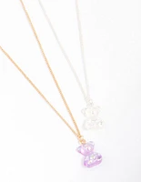 Pastel Teddy Bear Bestie Necklace Pack