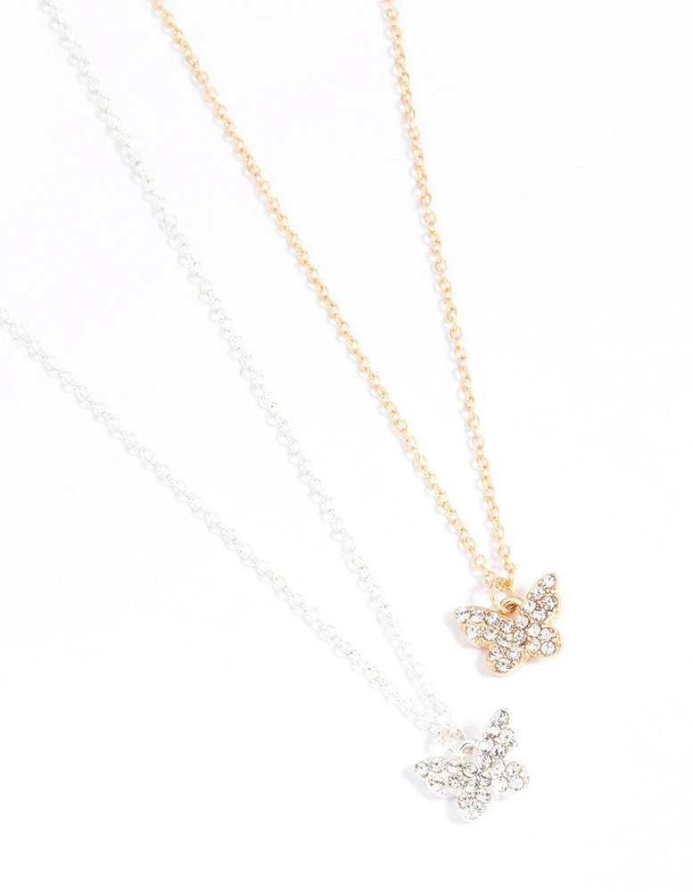 Diamante Mini Butterfly Bestie Necklace Pack
