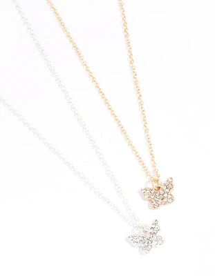 Diamante Mini Butterfly Bestie Necklace Pack