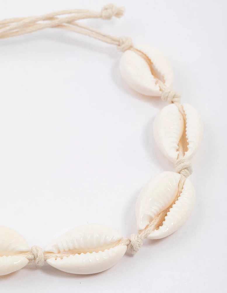 Neutral Cord Cowrie Shell Bracelet