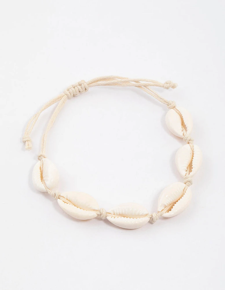 Neutral Cord Cowrie Shell Bracelet