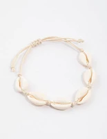 Neutral Cord Cowrie Shell Bracelet