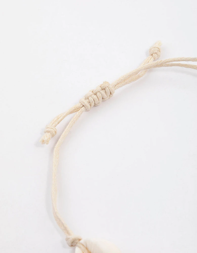 Neutral Cord Cowrie Shell Bracelet