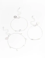 Silver Star & Heart Dainty Chain Bracelet Pack