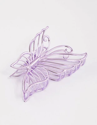 Coated Lilac Detailed Butterfly Hair Claw Clip