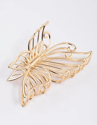 Gold Detailed Butterfly Hair Claw Clip
