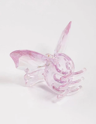 Pink Iridescent Butterfly Hair Claw Clip