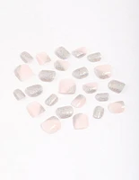 Tweens Silver Glitter & Blush Press On Nails