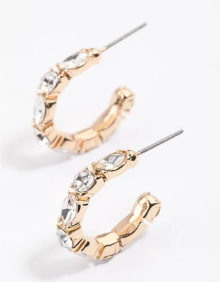 Gold Mixed Stone Hoop Earrings & Polishing Set