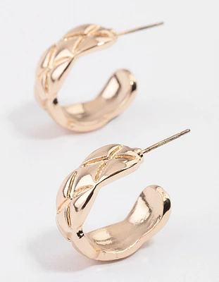 Gold Quilted Hoop Earrings & Polishing Set