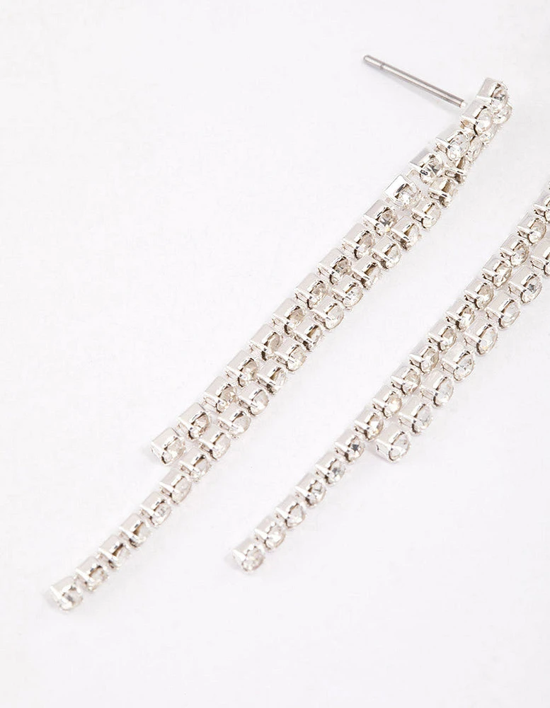 Silver Double Row Cupchain Drop Earrings & Polishing Set