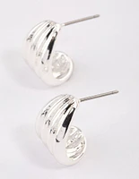 Silver Raked Huggie Earrings & Polishing Set