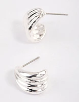 Silver Raked Huggie Earrings & Polishing Set