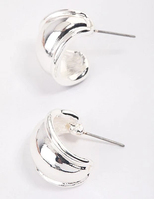 Silver Rounded Edge Hoop Earrings & Polishing Set