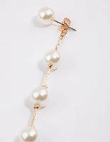 Gold Fine Snake Chain Pearl Drop Earrings