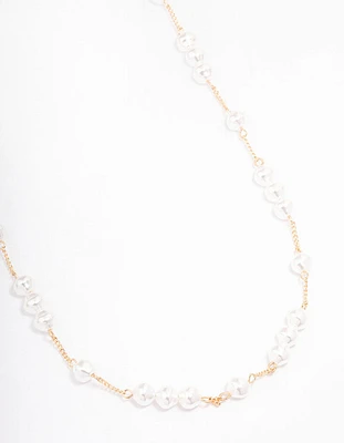 Gold Fine Pearly Chain Long Necklace