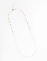 Gold Fine Pearly Chain Long Necklace