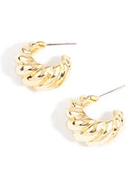 Gold Plated Twisted Wide Hoop Earrings