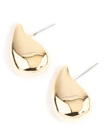 Gold Plated Smooth Teardrop Stud Earrings