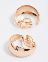 Gold Small Clip Hoop Drop Earrings