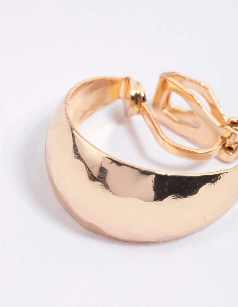 Gold Small Clip Hoop Drop Earrings