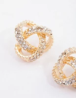 Gold Multi Diamante Stud Earrings