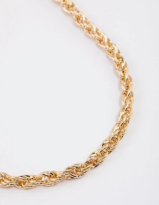 Gold Rope Twisted Chain Necklace