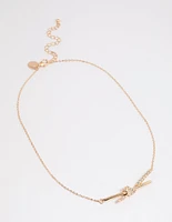 Gold Diamante Knotted Twisted Necklace