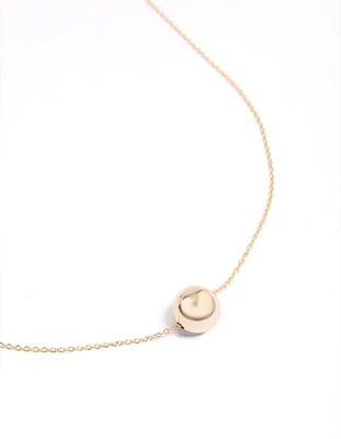 Gold Thin Chain Ball Pendant Necklace