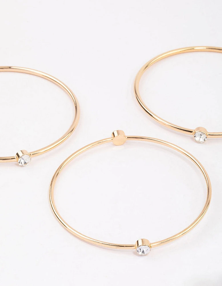 Gold Diamante Stone Bangle Pack