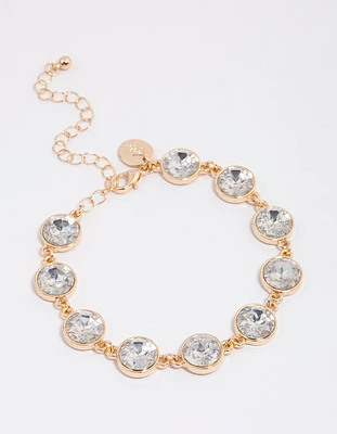 Gold Round Diamante Stone Bracelet