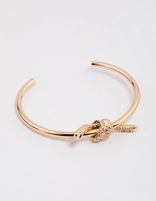 Gold Diamante Knotted Twisted Wrist Cuff
