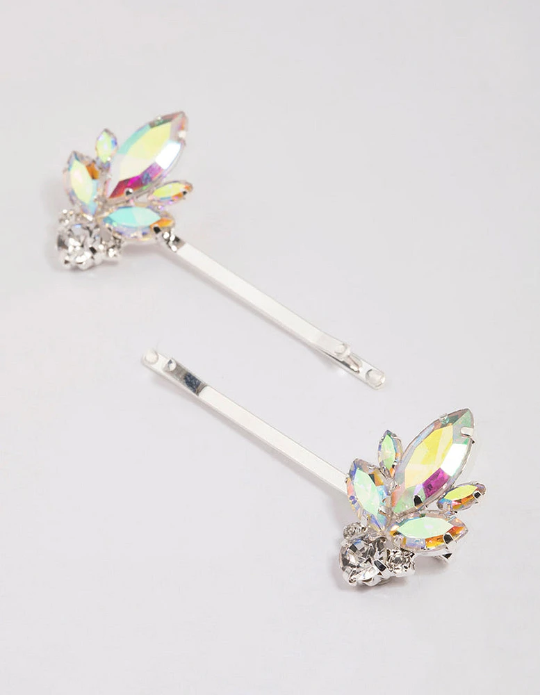 Silver Diamante Hair Pin Pack