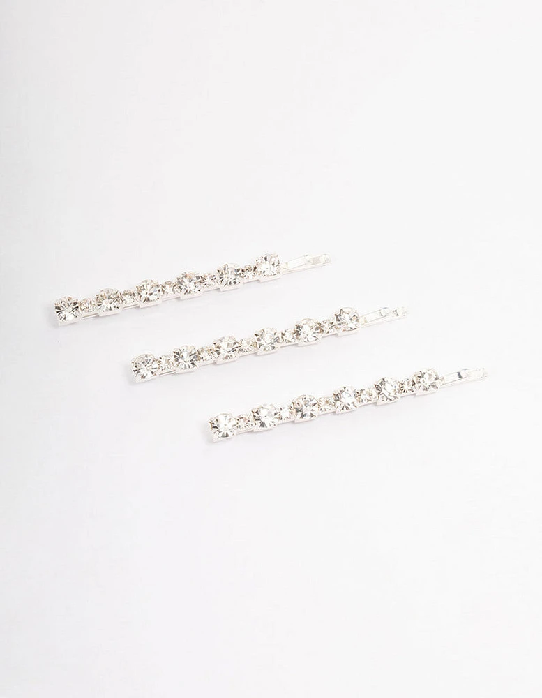 Silver Diamante Hair Pin Pack