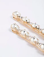 Gold Diamante Hair Clips Pack