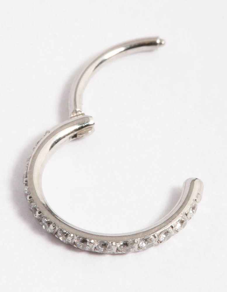 Surgical Steel Diamante Clicker Ring 8mm